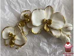 Украшение из сахарной мастики Орхидея ветка, золотой