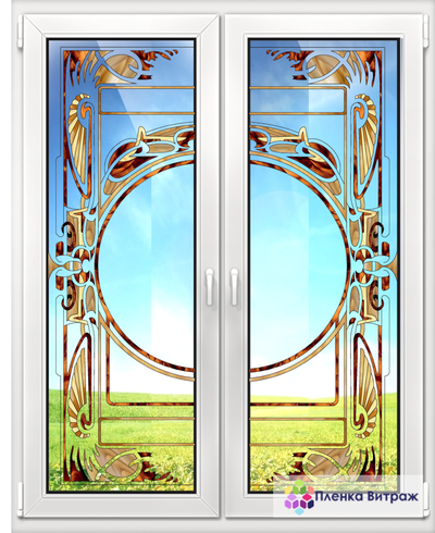 Витражная пленка, витражная пленка самоклеющаяся, пленочный витраж с классическим рисунком