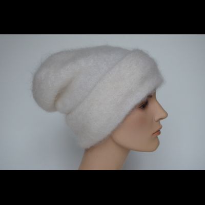 Белая мохеровая шапка женская с отворотом Vizio Италия 9021 CRY