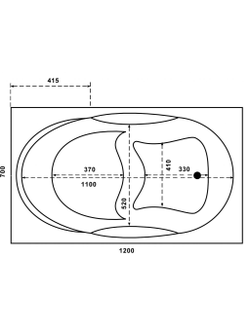 Акриловая ванна BAS Рио 105х70 120х70 в комплекте с каркасом без фолдона (экрана)