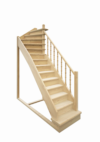 Деревянная межэтажная лестница ЛЕС-215 поворот 90°