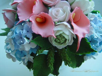 Букет "Нежные чувства". Цветы из полимерной глины.