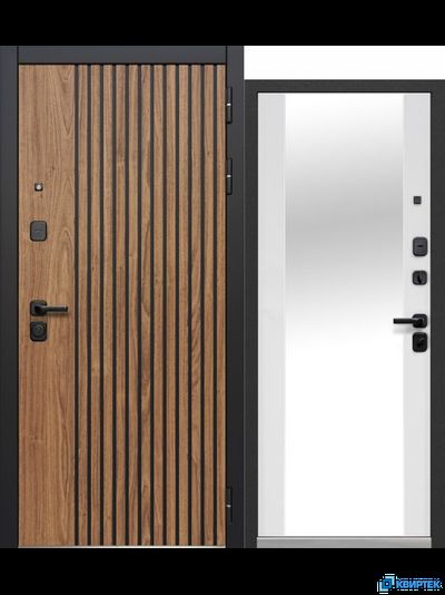 Дверь входная металлическая Luxor 2МДФ Рейка Зеркало купить в Челябинске | КВИРТЕК