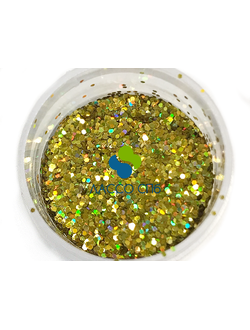 Блёстки глиттер Light Gold Holographic Светлое Золото Голография 0,6 мм 10 г