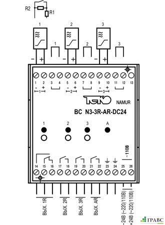 Блок сопряжения NAMUR BC N3-3R-AR-DC24