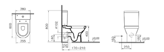 Комплект пристенного унитаза Vitra S50, 60 см, 9798B003-7201