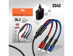 Кабель USB deespi DS971 3in1 Micro/Lightning/Type-C без упаковки 1200mm (Black) 50pcs