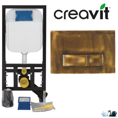 Инсталляция для унитаза Creavit GR5003.01 с кнопкой Ore GP3007.00 бронза матовая