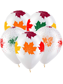 Воздушные шары с гелием к 1 сентября "Осенние листья кристалл прозрачные" 30 см
