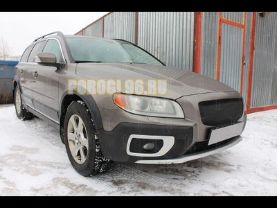 Защита радиатора Volvo XC70 II 2007-2016 3D black верх PREMIUM (устанавливается вместо штатной)