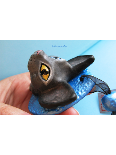 Лунный котик. Необычная подвеска с кошкой из полимерной глины