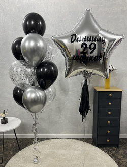 Звезда 75 см с надписью и фонтан из 10 шаров