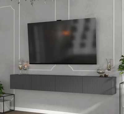 Инфинити тумба под ТВ подвесная  2400 мм Графит / мдф Эйфория QR-17