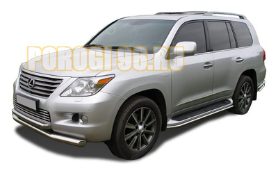 Защита переднего бампера (радиус) d76/60 для Lexus LX 570 (2007-2012)