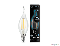 Gauss LED Filament Candle Tailed B40 Dimmable 5w 840 E14