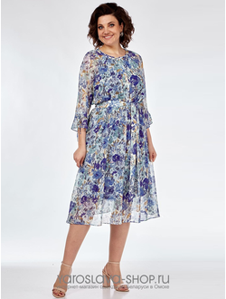 Модель: 2204-1. Женское шифоновое платье с цветочным принтом в нежных тонах.