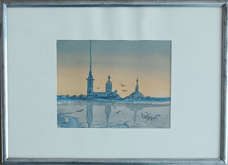 "Пейзаж" бумага акварель, гуашь Макаров В. 1980-е годы
