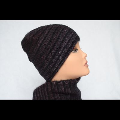 Черно - бордовая шапка в полоску и шарф Vizio Италия 5302