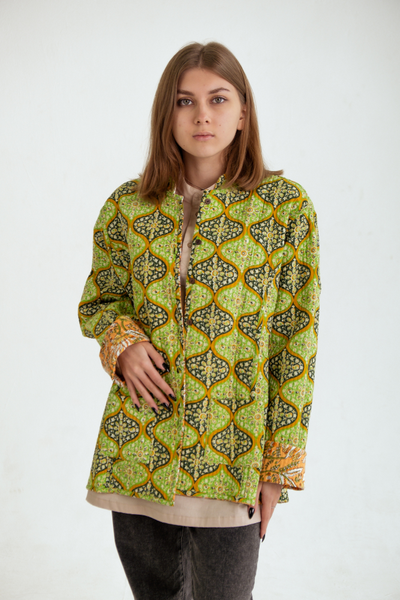 Женский стёганный жакет "Фуфайка" зеленый