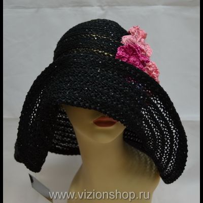 шляпа дизайнерская Vizio Италия 5493 FF черная с цветами