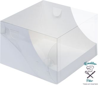 Коробка под торт с пластиковой крышкой 205*205*140, белая