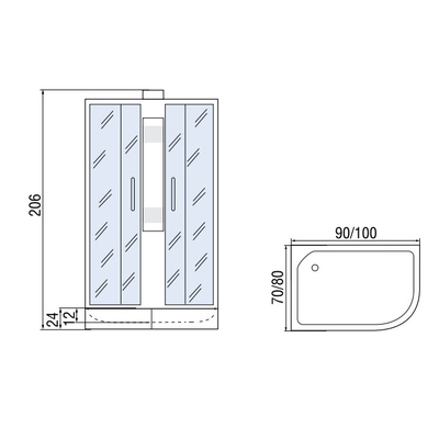 Душевая кабина Мономах Б/К 100/80/24 МЗ R без крыши