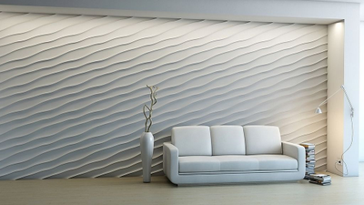 Гипсовая 3d панель "Волна диагональная крупная"