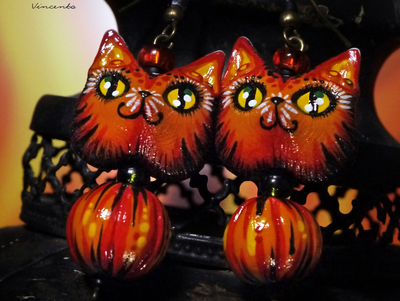 "Хранители рощи Первоосени", серьги с лисичками, тыквами и звёздами