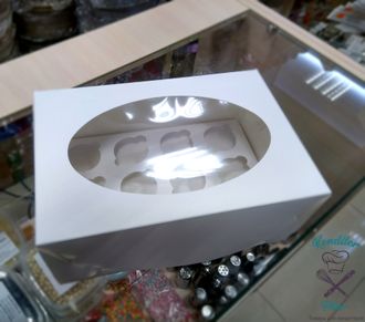 Коробка на 12 мини-капкейков с окном, белая