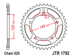 Звезда ведомая (45 зуб.) RK B5066-45 (Аналог: JTR1792.45) для мотоциклов Kawasaki, Suzuki