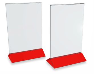 Менюхолдер А4 красный (тейбл-тент), комплект (2шт.), POSTUFF