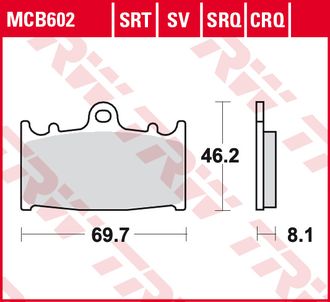 Тормозные колодки TRW MCB602SV (FA158) для Kawasaki // Suzuki // VERTEMATI // HUSABERG (Sinter Street SV)