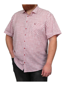 Классическая рубашка для мужчин большого размера арт. 144420-970 (цвет бело-красный)  Размеры 74-80
