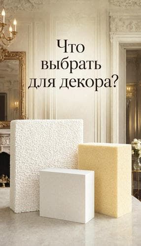 Пенополистирол, дюрополимер и полиуретан на фоне интерьера