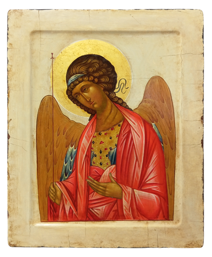 Святой Ангел-Хранитель. Рукописная икона, стилизованная "под старину"