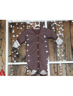 Комбинезон для новорожденного, шоколадный цвет, для ежедневного использования, 100 % хлопок (интерлок), арт. 5-601