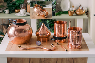 Аламбик 10л с колонной и с линзой  Португалия (CopperCrafts) арт.1033