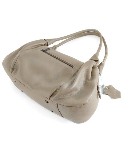 (АРТИКУЛ: 9631/52) СУМКА ЖЕНСКАЯ, СРЕДНЕГО РАЗМЕРА, НАТУРАЛЬНАЯ КОЖА, БЕЖЕВО-СЕРАЯ