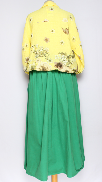 ЮБКА ЛЁН "ПУГОВИЦЫ НА КАРМАНАХ" электрик, зеленая, желтая  до р.54