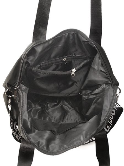 (АРТИКУЛ: 9714/1) СУМКА БОЛЬШАЯ, ТЕКСТИЛЬ (НЕЙЛОН), СЕРАЯ С ЧЕРНО-БЕЛОЙ ОТДЕЛКОЙ, РУЧКИ И РЕМЕНЬ ЧЕРЕЗ ПЛЕЧО