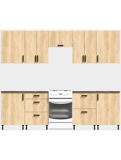 Кухня Эконом 2,4 метра (1200х1200) Цвет: Дуб Сонома/Дуб Сонома