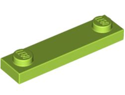 Plate, Modified 1 x 4 with 2 Studs without Groove, Lime (92593 / 6058127)