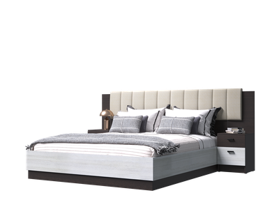 Кровать АДЕЛЬ 1,6 с настилом + тумбы прикроватные с щитками + мягкие накладки Венге-Лоредо