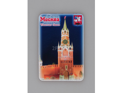 Гибкий сувенирный магнит на холодильник 8х6 см. с фото вечерней Спасской башни