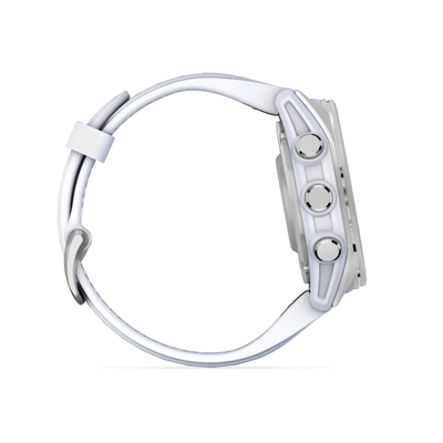 Умные часы Garmin Fenix 8 - 43 мм, AMOLED серебристый корпус, белый ремешок (010-02903-00)