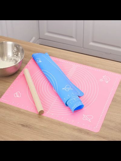 Большой кондитерский коврик силиконовый с разметкой, 64*45см