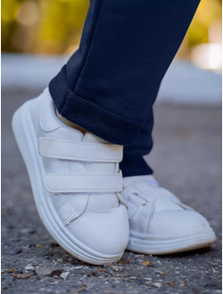 Брюки с подворотами синие