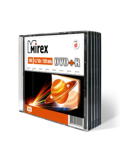 Носители информации DVD+R, 16x, Mirex, Slim/5, UL130013A1F