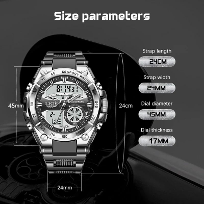 Мужские кварцевые цифровые наручные часы LIGE 8971