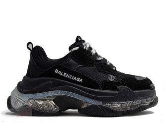 Кроссовки Balenciaga Triple S черные c прозрачной подошвой